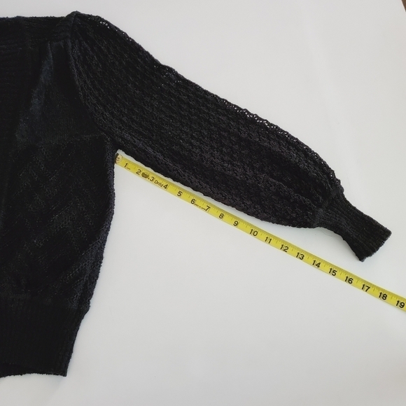 BA02 * Joan Harper Plunging V Neck Knit Sweater Black Size S Vintage - Picture 7 of 7